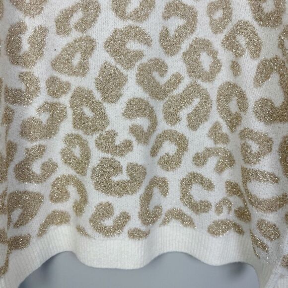BELLDINI | Animal Print Sweater Metallic Gold Leopard Women’s Size X-Large - Picture 6 of 10